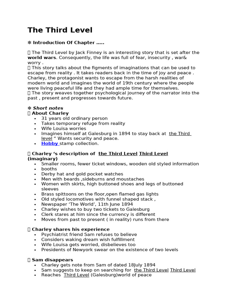 Exploring Jack Finney's The Third Level | PDF