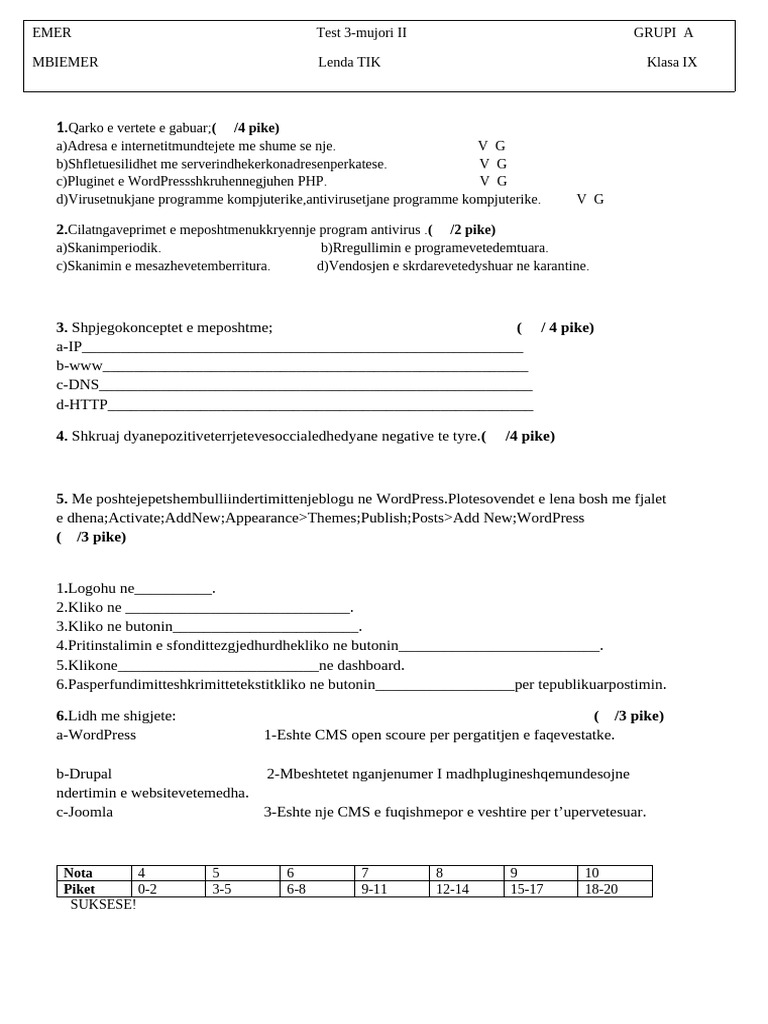 Test 9 - 7-Tik | PDF