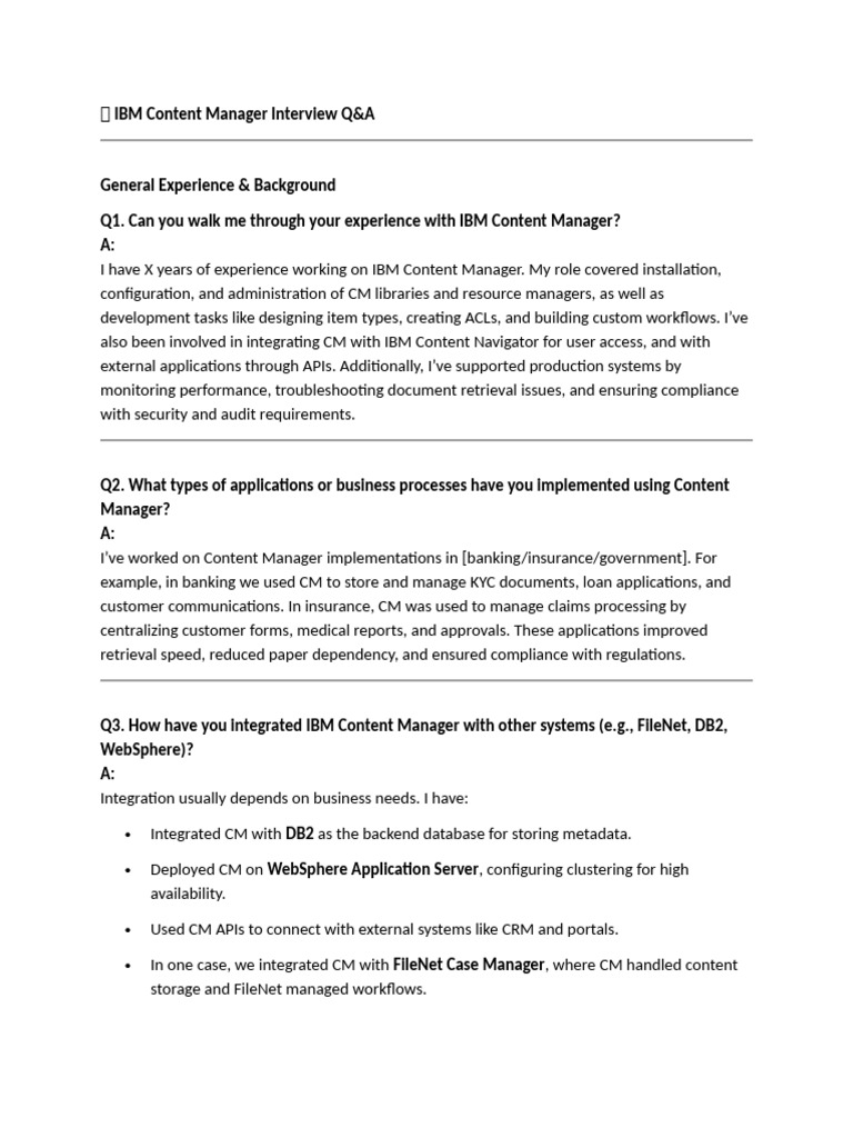 IBM Content Manager Interview Insights | PDF | Ibm Db2 | Databases
