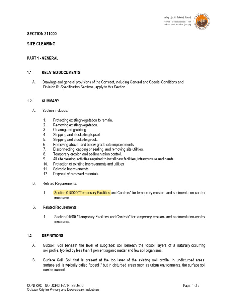 Section 31 1000 Site Clearing | PDF | Topsoil | Soil