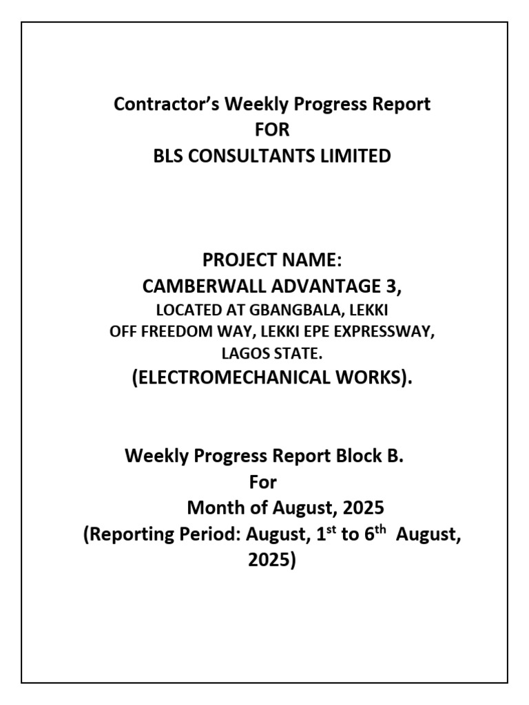 Contractors Weekly Progress Report VERITASI CAD3-4 (AutoRecovered ...