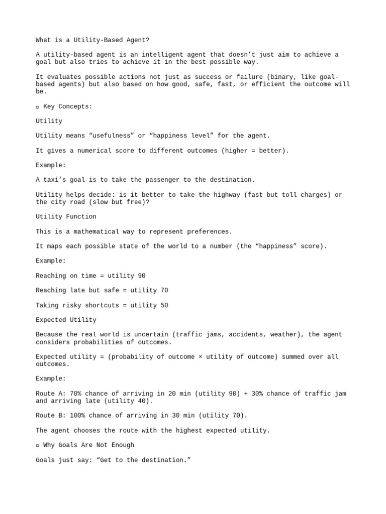 Understanding Utility-Based Agents | PDF | Utility