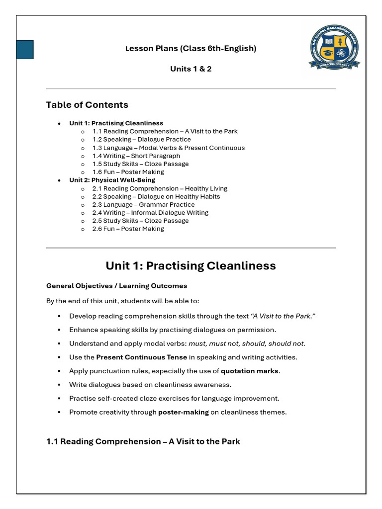 6th Grade English Lesson Plans: Units 1 & 2 | PDF | Reading ...