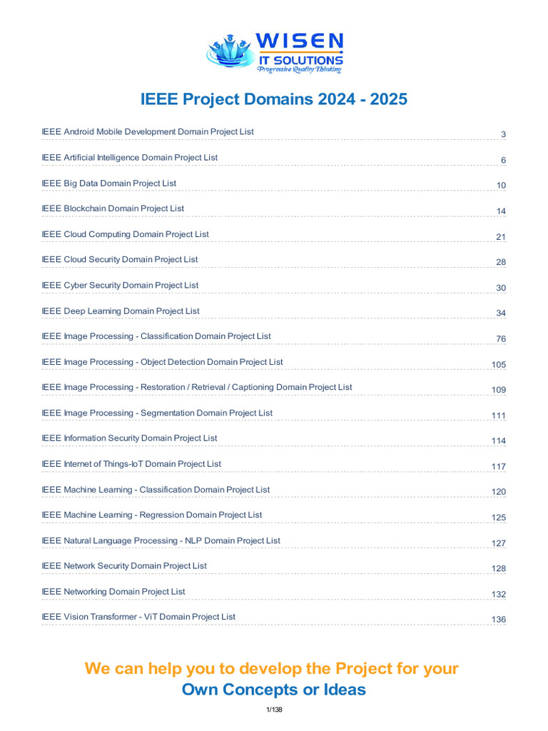 IEEE Project Domains 2024-2025 List | PDF | Deep Learning | Machine ...