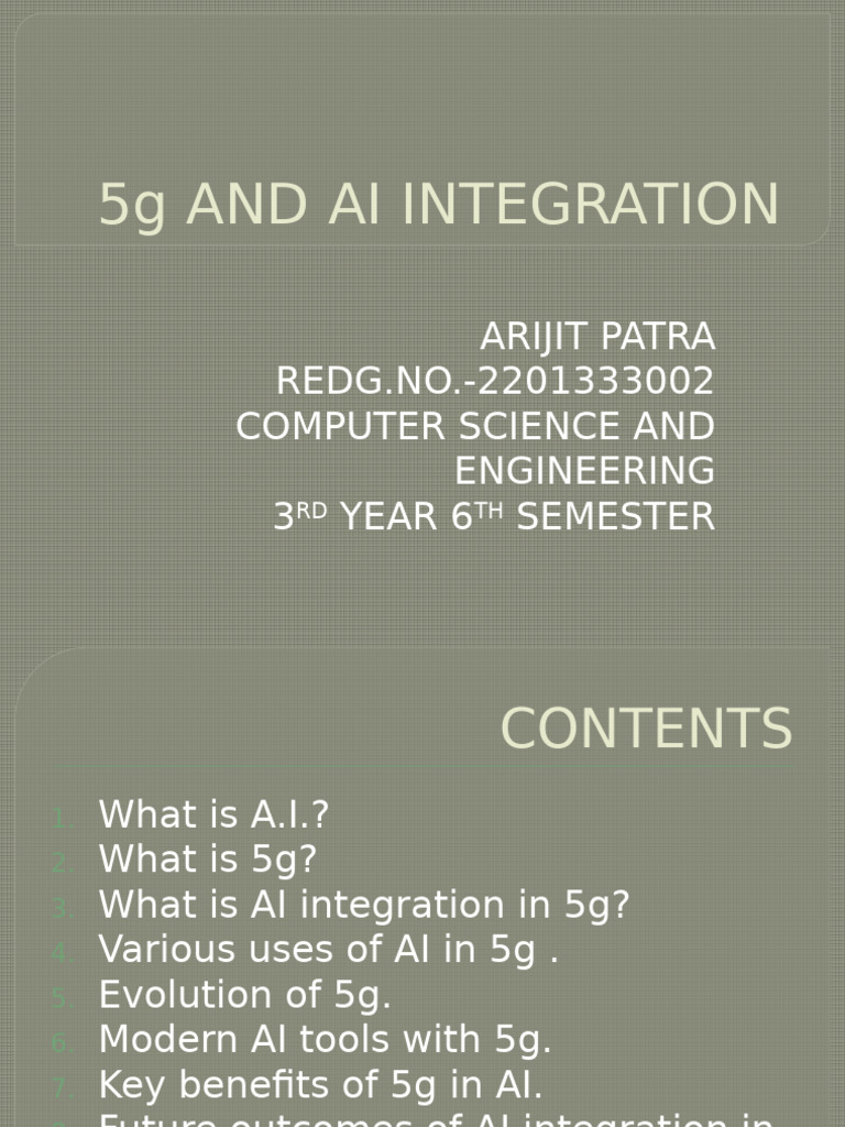 5G and AI Integration Overview | PDF | Artificial Intelligence ...