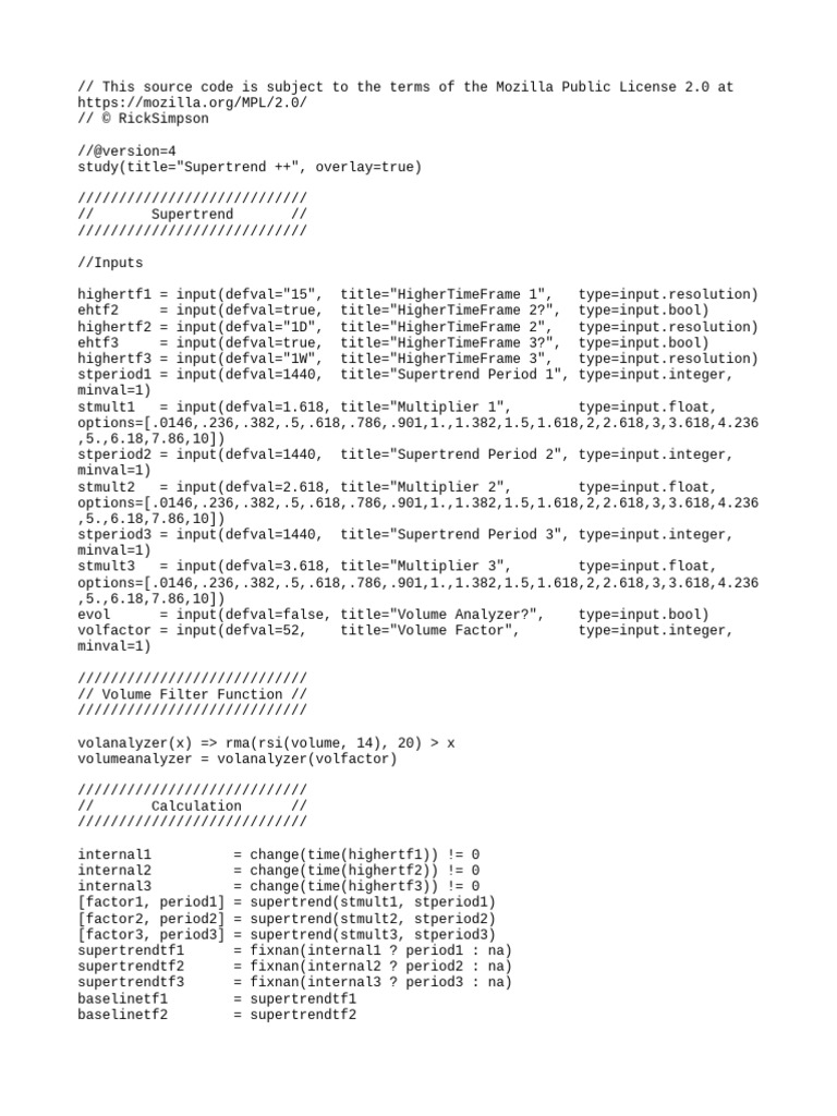 Supertrend Indicator with Volume Filter | PDF | Computer Engineering ...