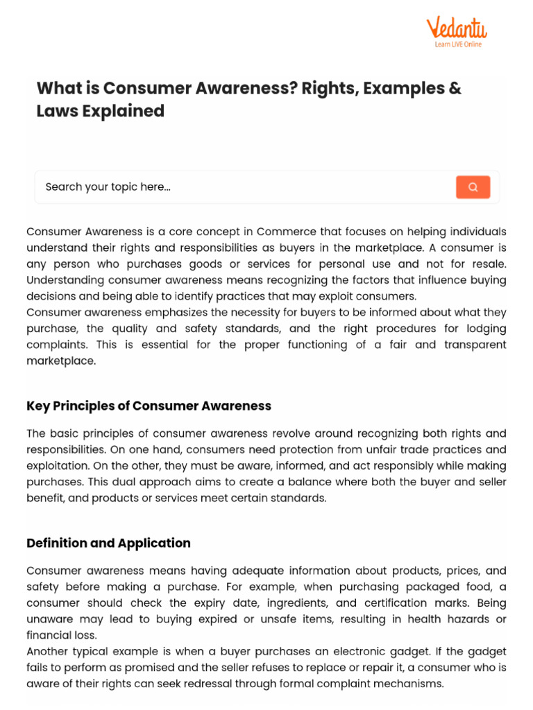 What Is Consumer Awareness - Rights, Examples & Laws Explained | PDF