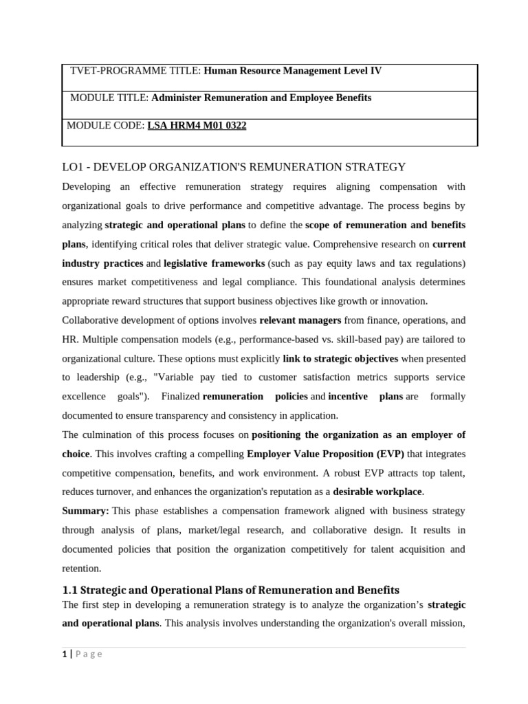 Remuneration Strategy for HR Management | PDF | Employment | Salary