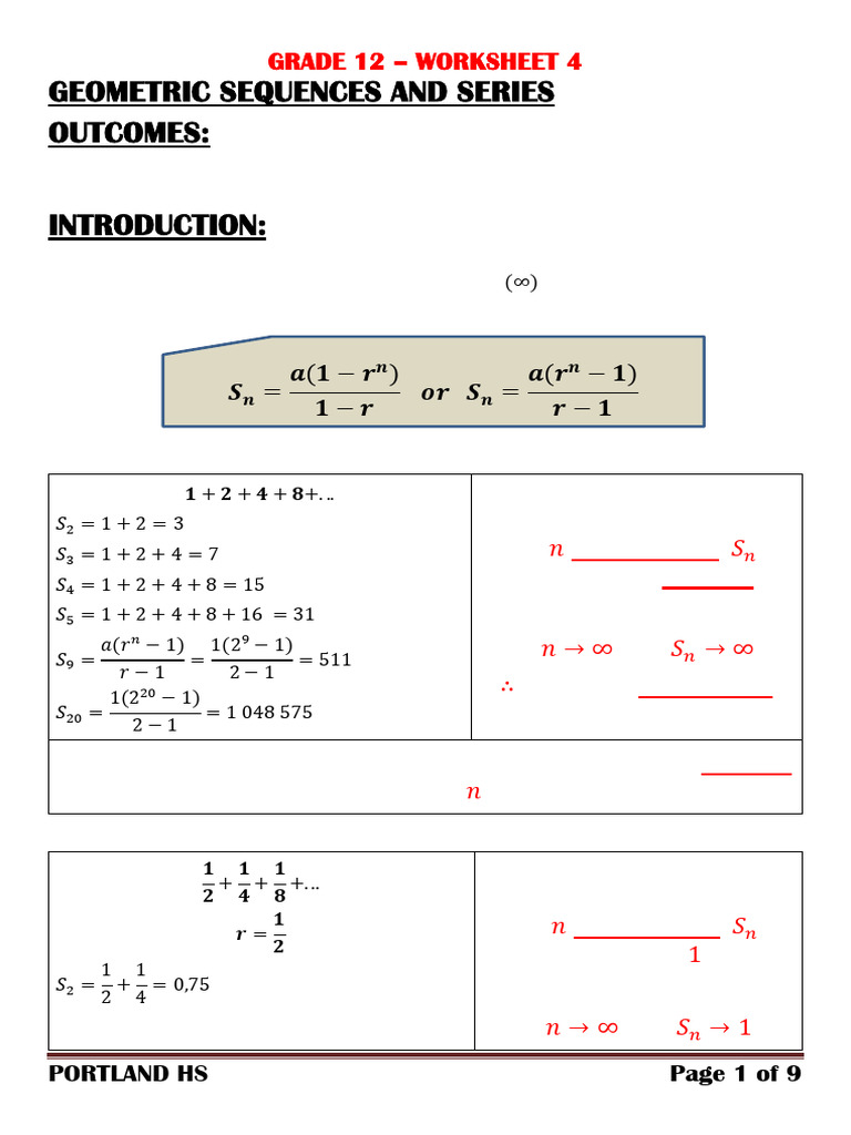 Geometric Sequences and Series Guide | PDF | Infinity | Sequence
