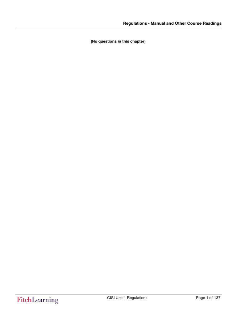 CISI Unit 1 Financial Regulations Guide | PDF | Futures Contract | Banks