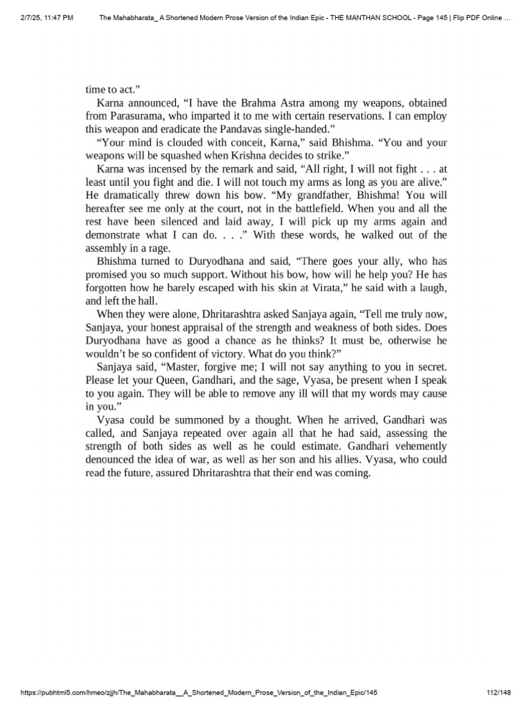 Modern Prose Mahabharata Overview | PDF