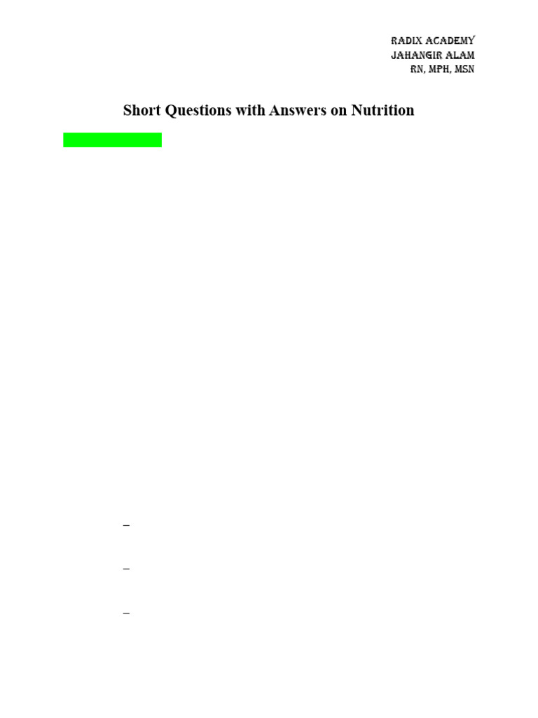 Essential Nutrition Q&A Guide | PDF | Carbohydrates | Vitamin