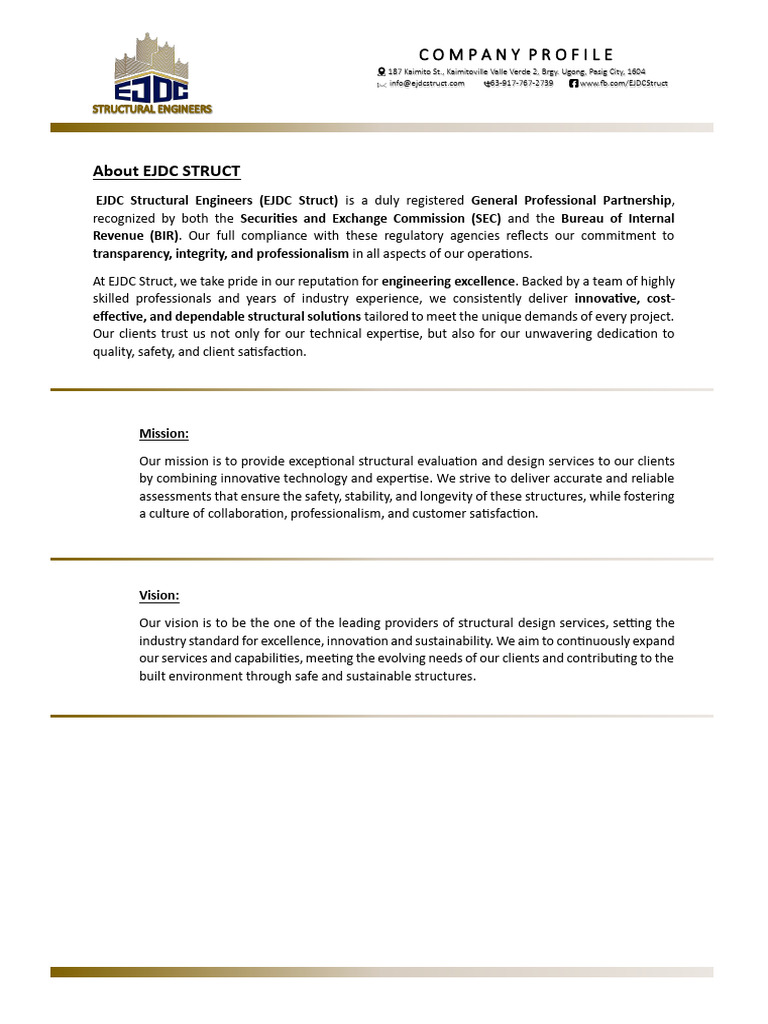 EJDC Structural Engineering Services | PDF | Project Management | Life ...