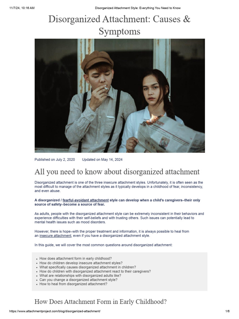 Disorganized Attachment: Causes & Effects | PDF | Attachment Theory | Fear