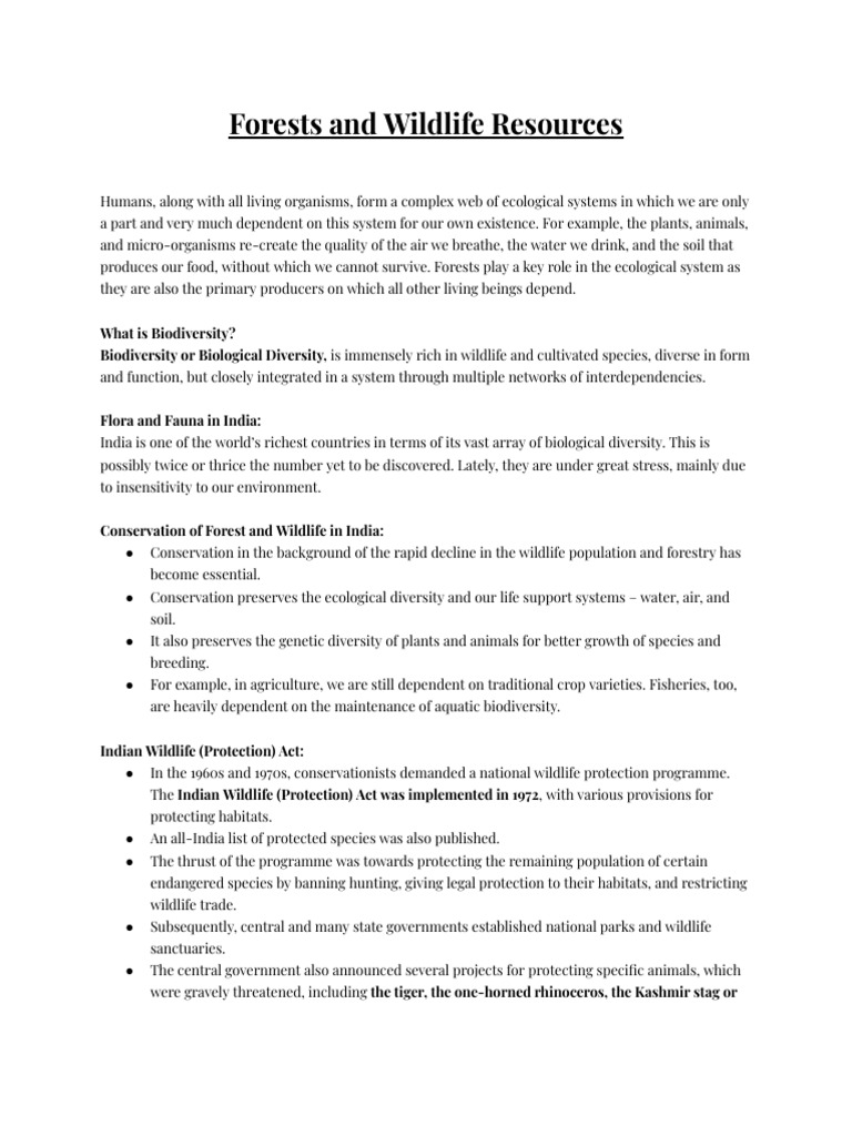 Forests and Wildlife Resources | PDF | Conservation Biology | Biodiversity