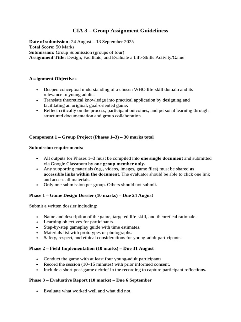CIA 3 - Guidelines (PSY161-1 Odd 2025-2026) | PDF | Critical Thinking ...
