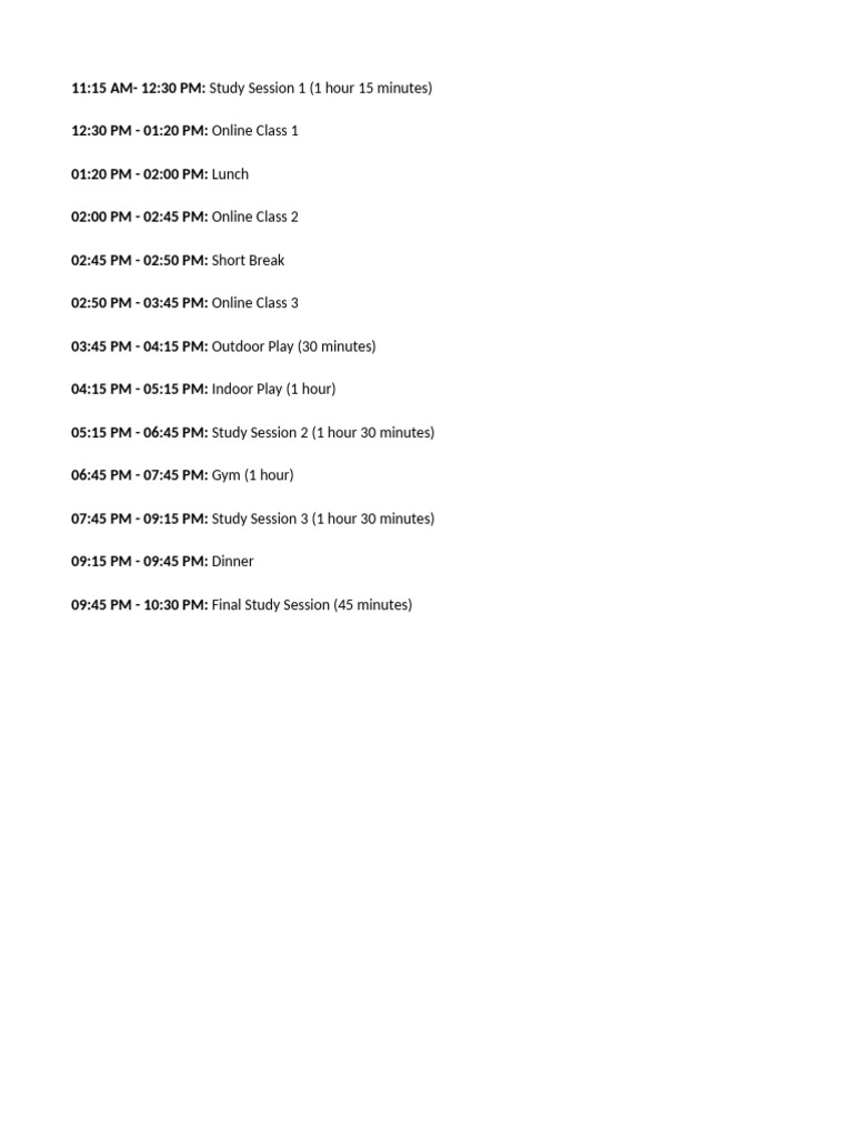 Time Table | PDF