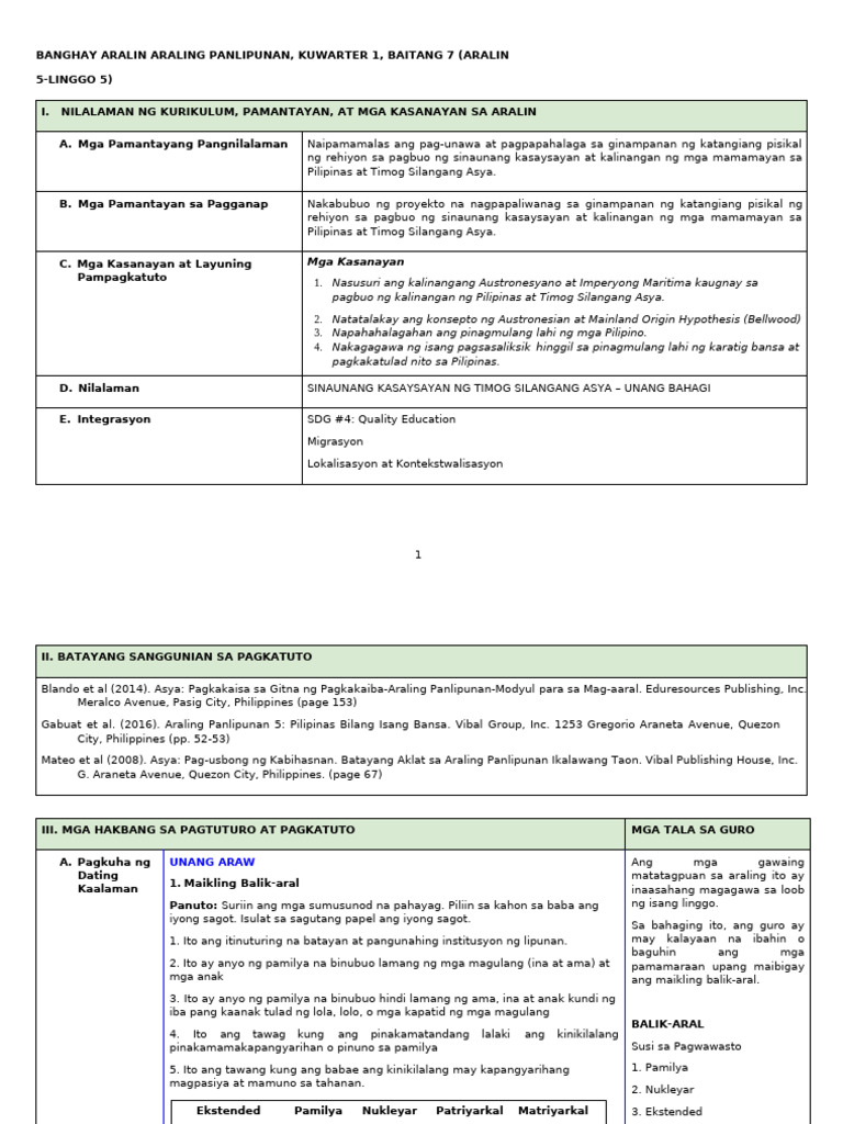 Q1 LE AP 7 Lesson 5 Week 5 | PDF