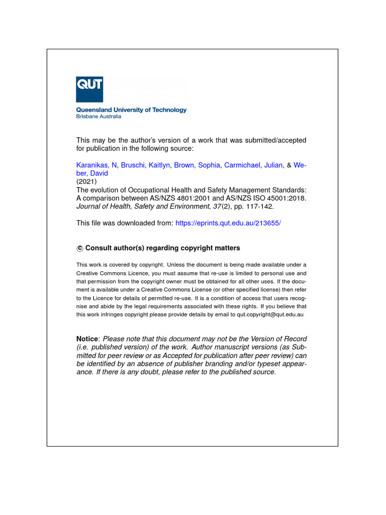 Comparing AS/NZS 4801 and ISO 45001 | PDF | Occupational Safety And ...