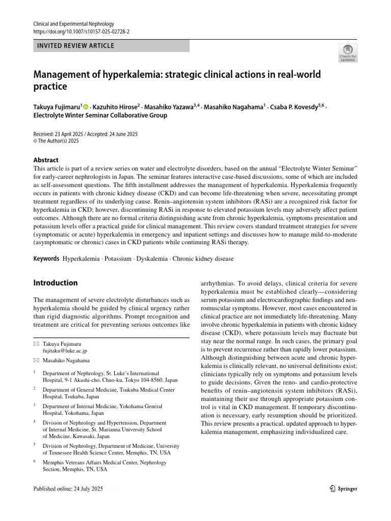 Hyperkalemia Management in CKD Patients | PDF | Chronic Kidney Disease ...