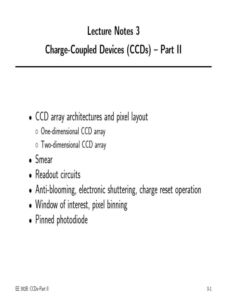 Lect03 - Charge-Coupled Devices (CCDS) - Part II | PDF | Charge Coupled ...