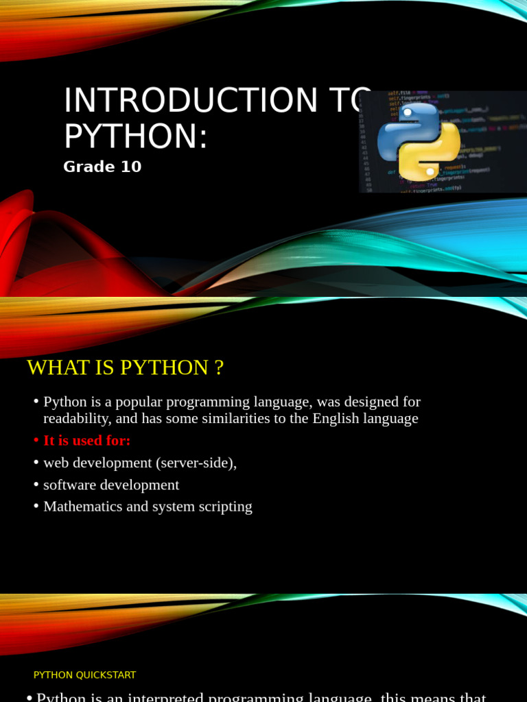 Grade 10 Python Programming Basics | PDF