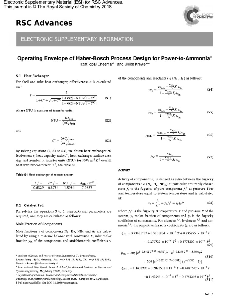 Operating Envelope of Haber-Bosch Process Design For Power-To-Ammonia | PDF