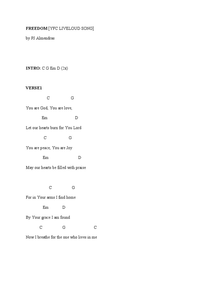 Freedom Song Lyrics and Chords | PDF