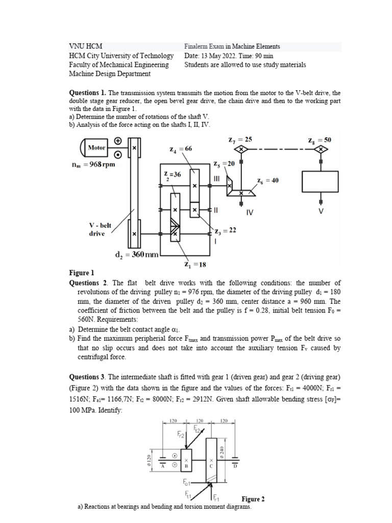 Machine Elements Exam Questions | PDF