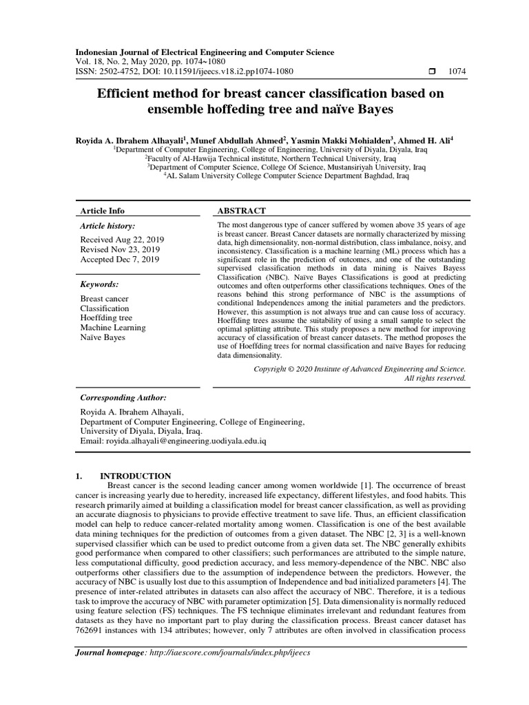 Breast Cancer Classification Using Hoeffding Trees | PDF | Statistical ...