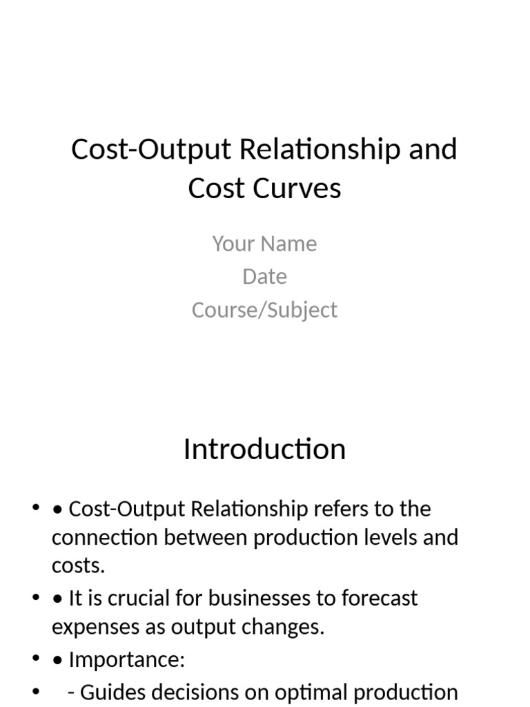 Cost Output Presentation Detailed | PDF