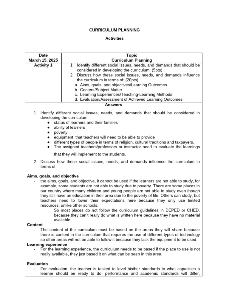 Social Issues in Curriculum Planning | PDF | Curriculum | Learning
