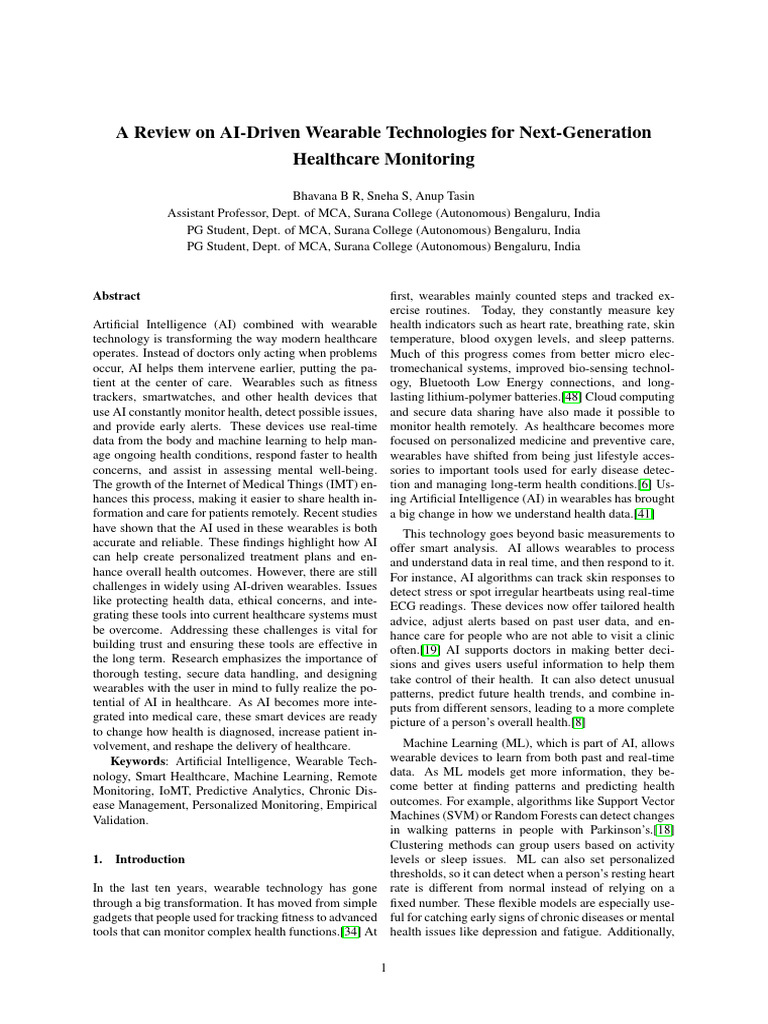 AI Wearables in Healthcare Monitoring | PDF | Wearable Technology ...