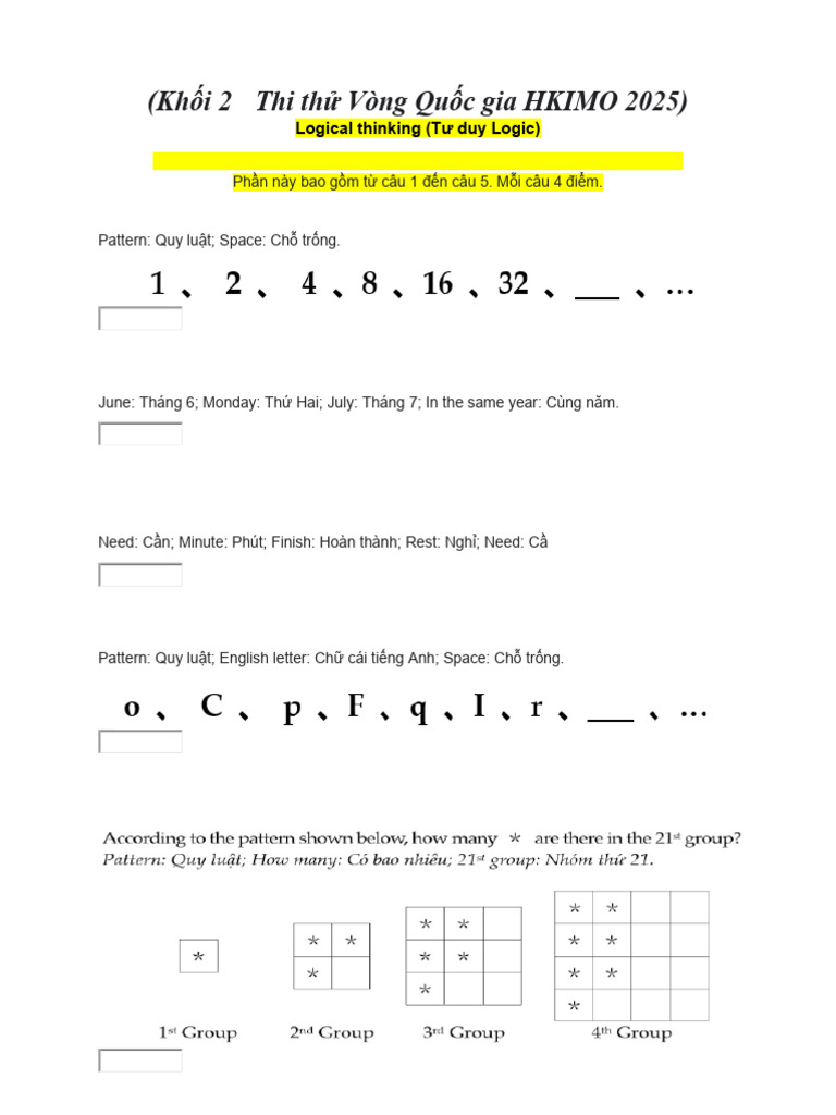 Grade 2 HKIMO 2025 Mock Test | PDF | Mathematics
