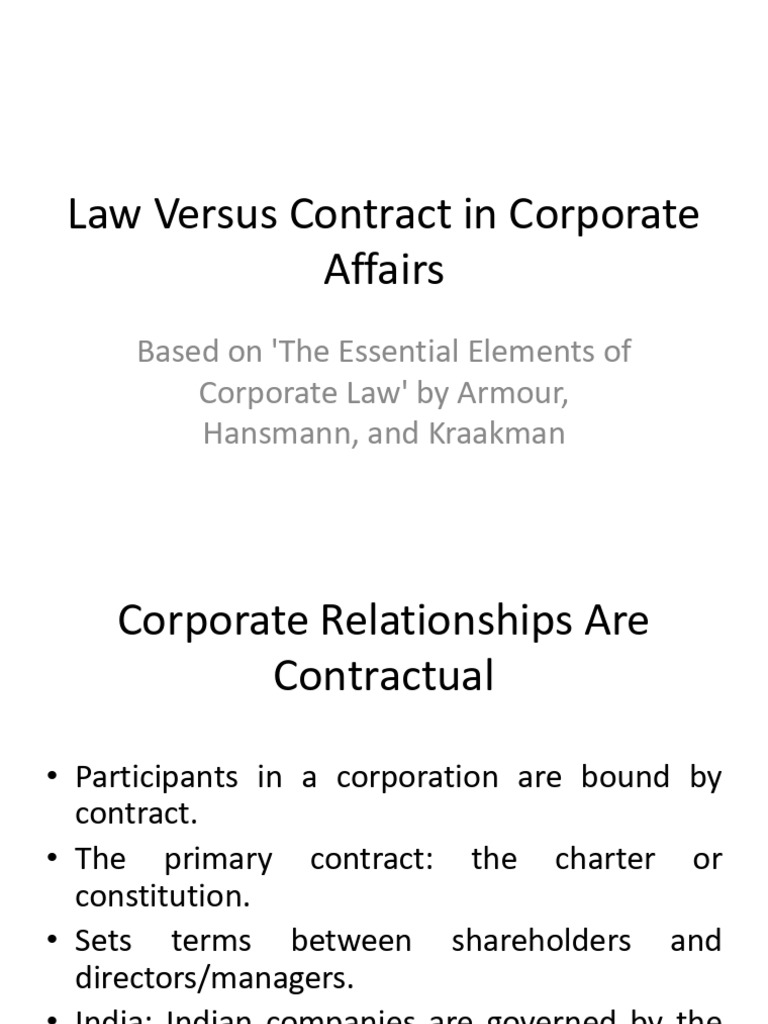 ER Deck Law Vs Contract Corporate Affair. | PDF | Corporate Law ...