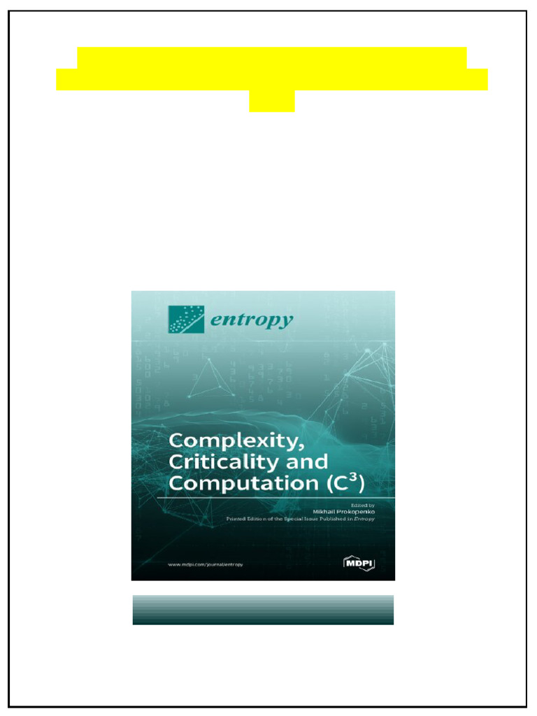 Complexity Criticality and Computation C 1st Edition Mikhail Prokopenko ...