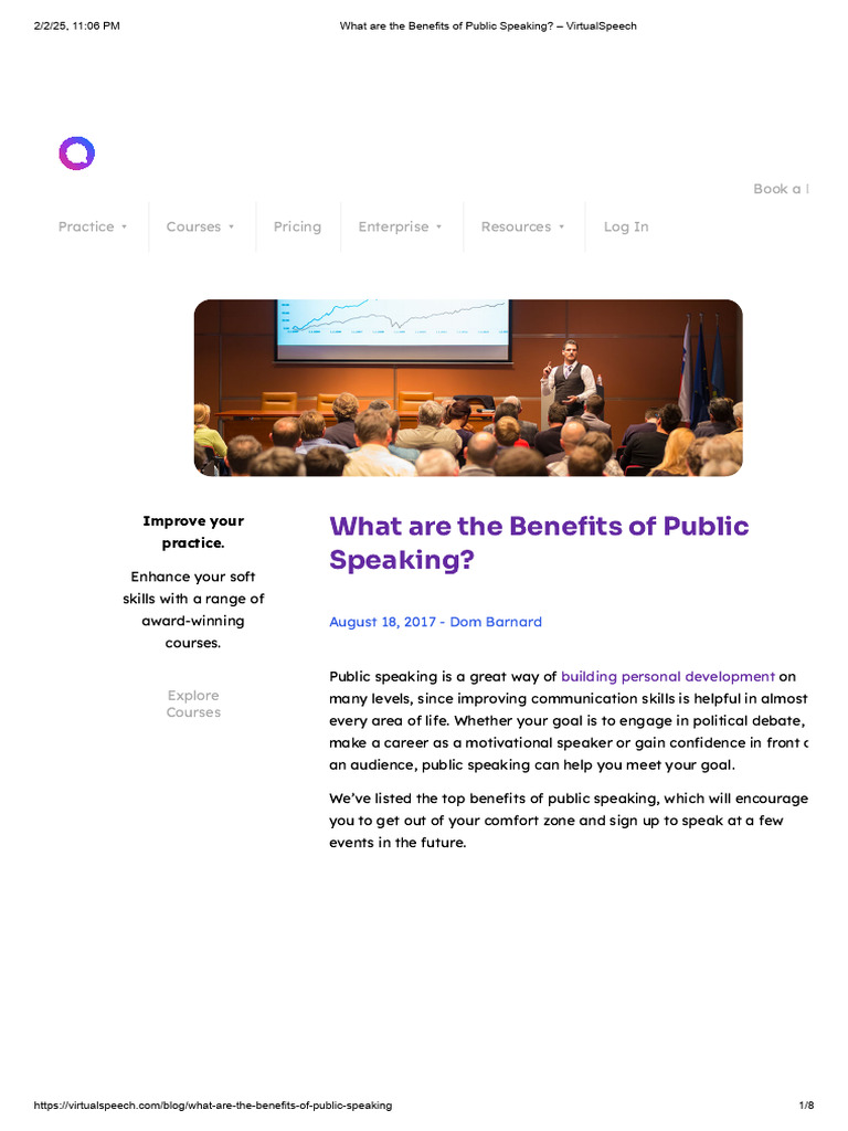 Benefits of Public Speaking Skills | PDF | Public Speaking | Speech