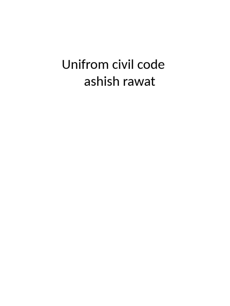 Unifrom Civil Code | PDF