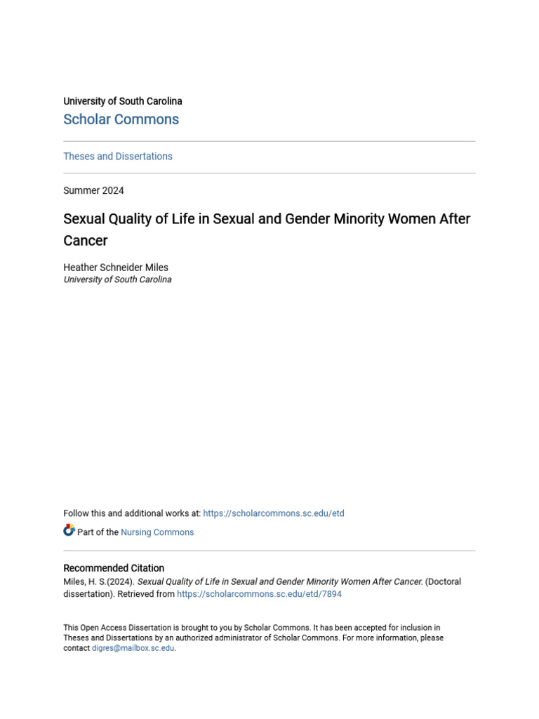 Sexual Quality of Life Post-Cancer in Women | PDF | Systematic Review ...