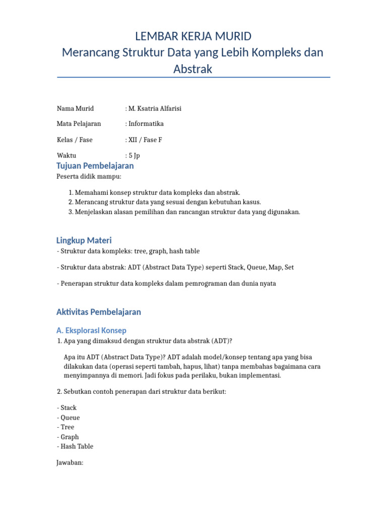 Rancangan Struktur Data Kompleks ADT | PDF