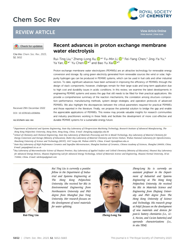 Advances in Proton Exchange Membrane Electrolysis | PDF ...
