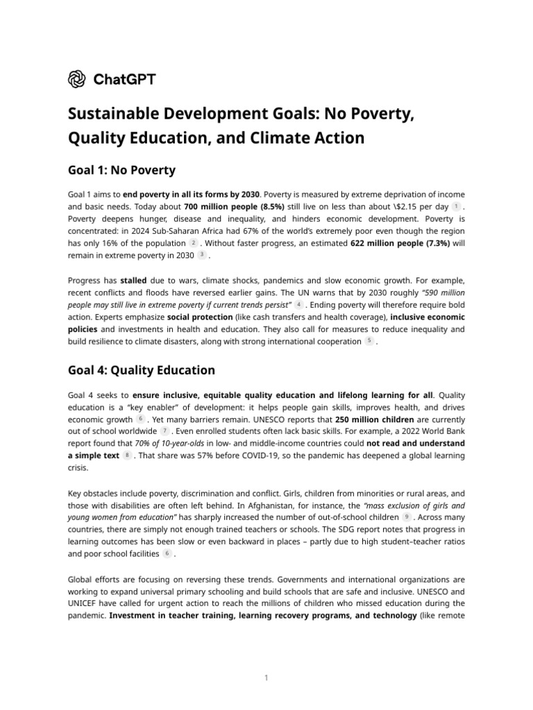 Sustainable Development Goals Overview | PDF | Climate Change | Poverty