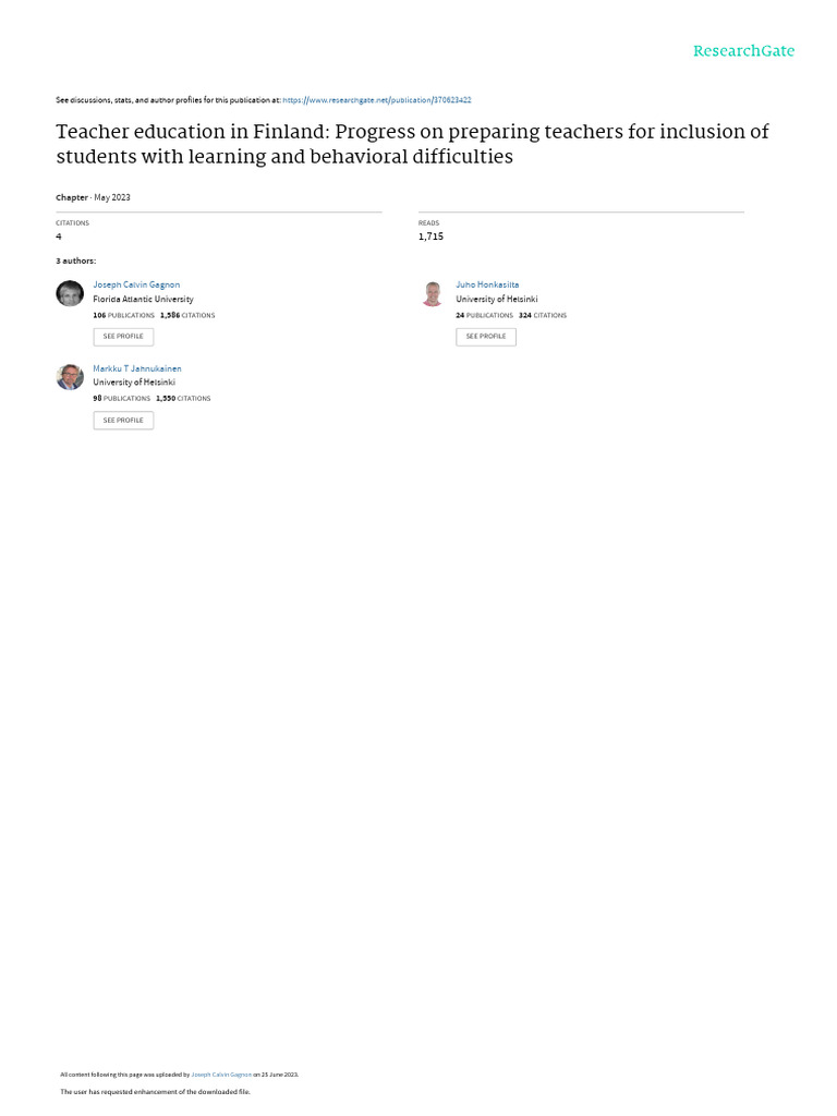 Finland's Teacher Education for Inclusion | PDF | Teachers | Inclusion ...