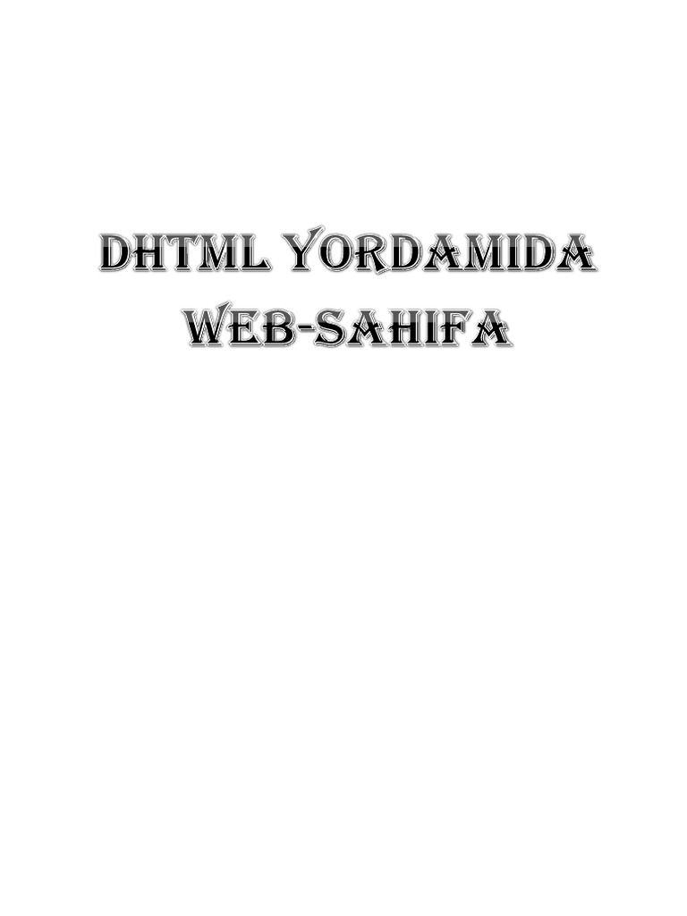 HTML Yordamida Web-Sahifa | PDF