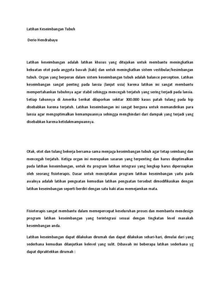 Latihan Keseimbangan Tubuh