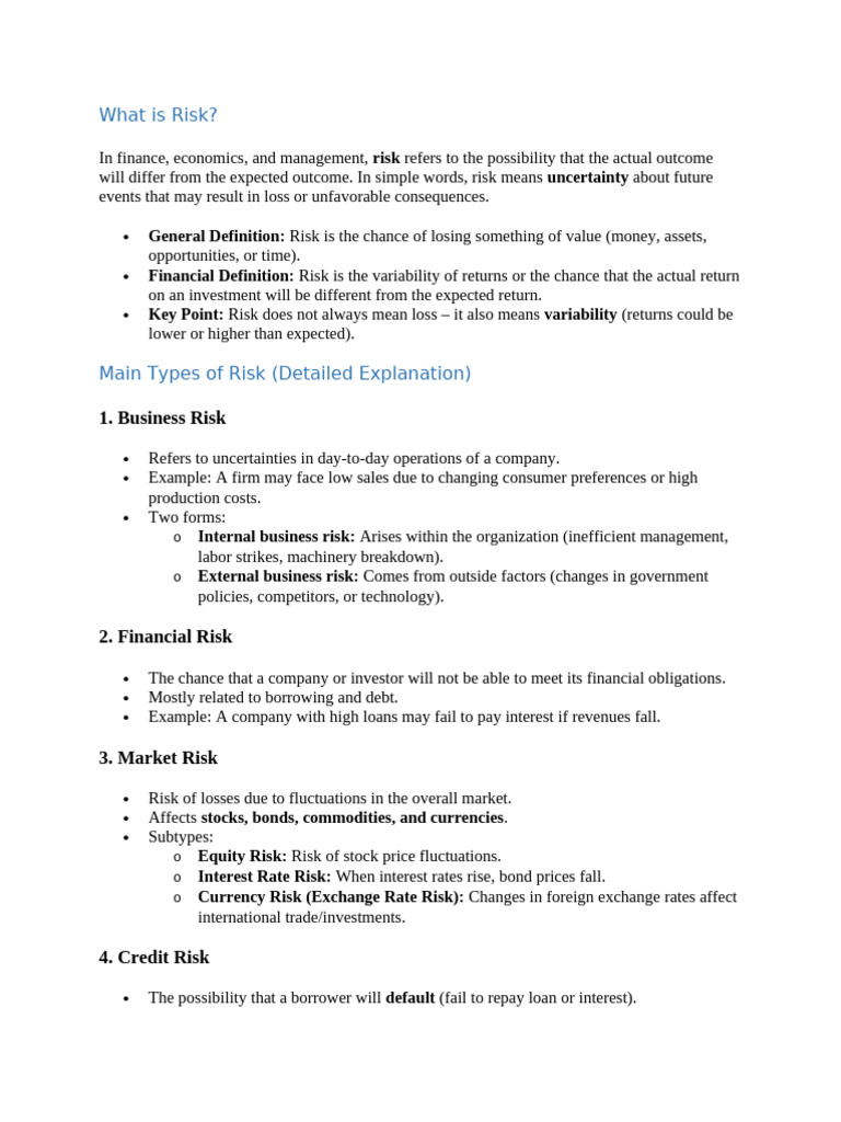 Understanding Types of Financial Risk | PDF | Financial Risk | Capital ...