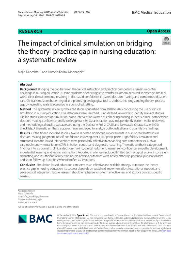 Clinical Simulation in Nursing Education | PDF | Systematic Review ...