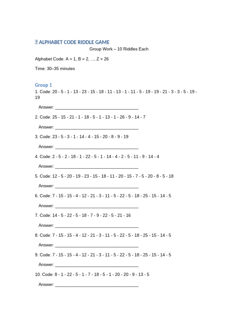 Alphabet Code Riddle Challenge | PDF | Chess | Chess Theory