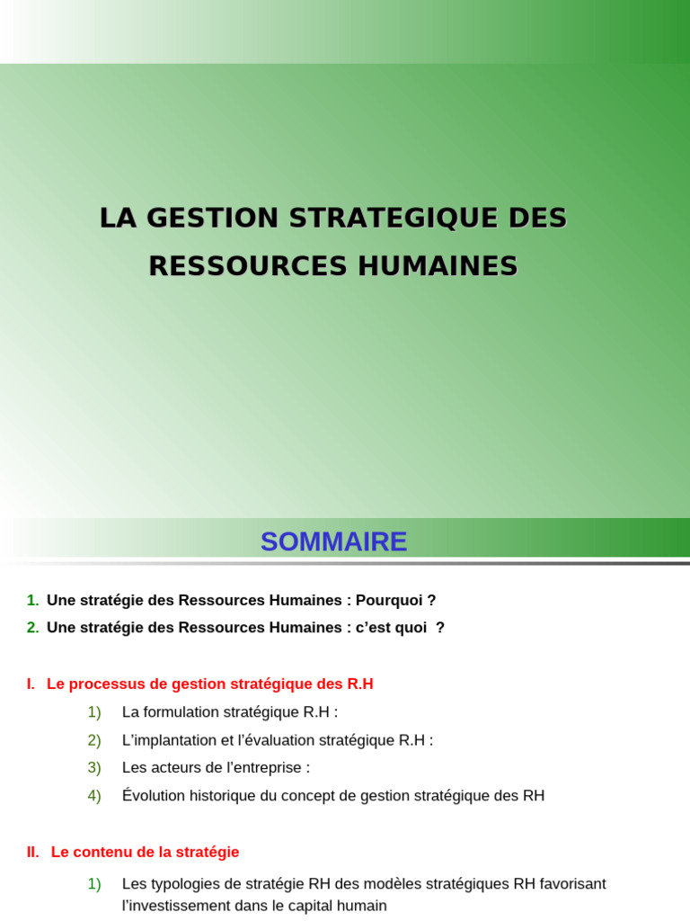 Stratégie des Ressources Humaines efficace | PDF | Gestion des ...