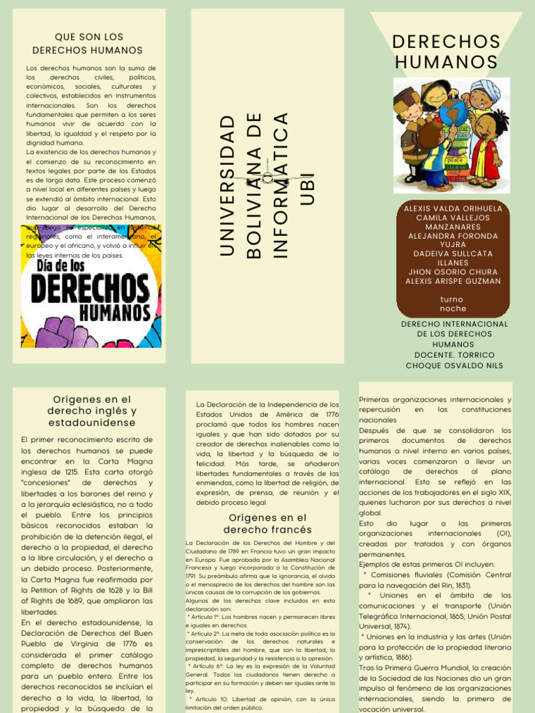 Folleto Tríptico Sobre Los Derechos Humanos Derecho Internacional | PDF ...
